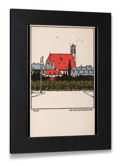 Impresión enmarcada : Tarjeta postal de Wiener Werkstätte No. 134: Viena: La Iglesia Menorita, Urban Janke (1887-1915), Artista, Wiener Werkstätte, casa editorial, 1908, cartón de papel, litografía a color en relieve, altura×ancho 14×9 cm , Taller de Viena , Bellas Artes. Impresión enmarcada : Tarjeta postal de Wiener Werkstätte No. 134: Viena: La Iglesia Menorita, Urban Janke (1887-1915), Artista, Wiener Werkstätte, casa editorial, 1908, cartón de papel, litografía a color en relieve, altura×ancho 14×9 cm , Taller de Viena , Bellas Artes.
