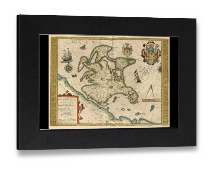 Impresión enmarcada : Atlas, mapa de 1623, Rugiae, Isla de Ruegen