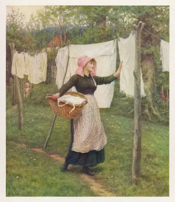 Impresión enmarcada : Secando la ropa / Allingham