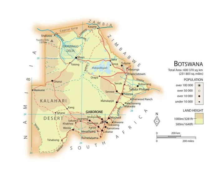 Impresión enmarcada : Mapa de Botsuana Impresión enmarcada : Mapa de Botsuana