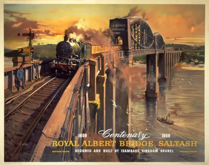 Impresión enmarcada : El Puente Real Albert, Saltash, BR (WR) cartel, 1958.