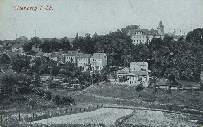 Impresión enmarcada : 'Eisenberg en Turingia, Turingia, Alemania, vista alrededor de ca 1910, reproducción digital de una tarjeta postal histórica, desde esa época, fecha exacta desconocida'.