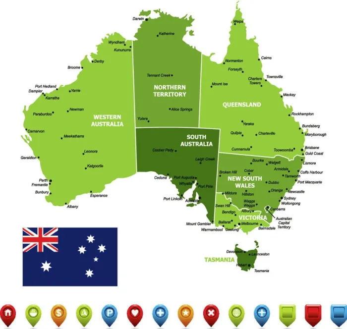 Impresión enmarcada : Mapa de Australia Impresión enmarcada : Mapa de Australia