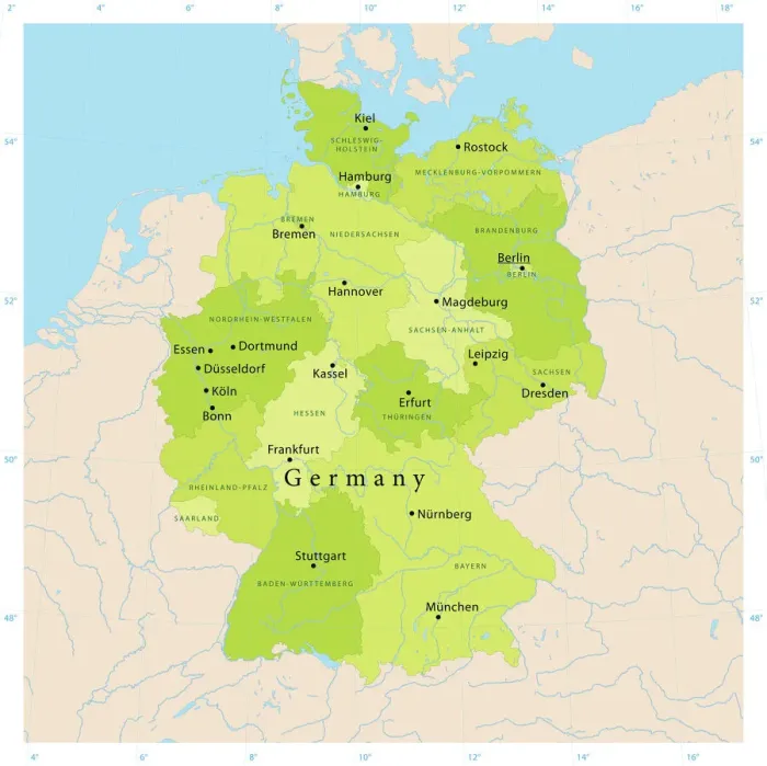 Impresión enmarcada : Mapa Vector de Alemania. Impresión enmarcada : Mapa Vector de Alemania.