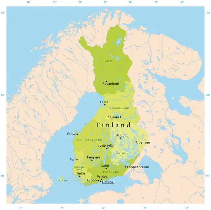Impresión enmarcada : Mapa Vector de Finlandia