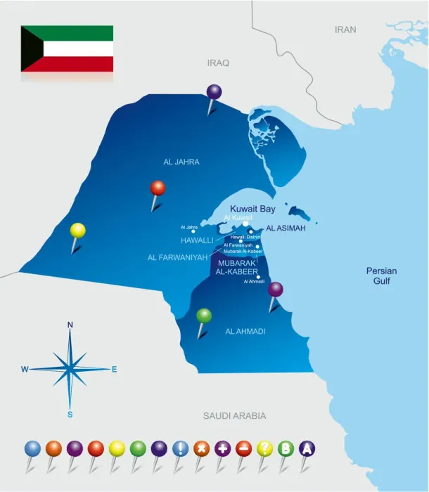 Impresión enmarcada : Mapa de Kuwait Impresión enmarcada : Mapa de Kuwait