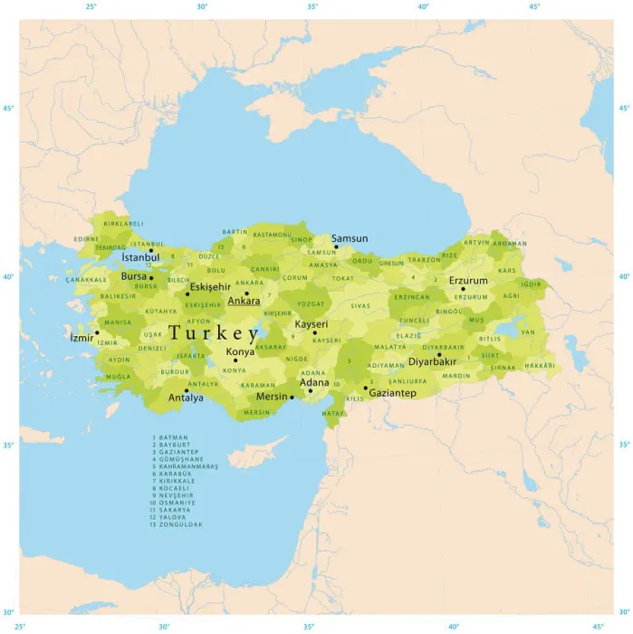 Impresión enmarcada : Mapa Vector de Turquía.