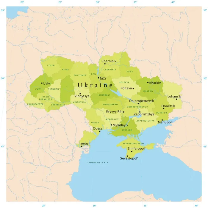 Impresión enmarcada : Mapa Vector de Ucrania. Impresión enmarcada : Mapa Vector de Ucrania.