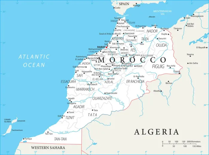Impresión enmarcada : Mapa de Marruecos Impresión enmarcada : Mapa de Marruecos
