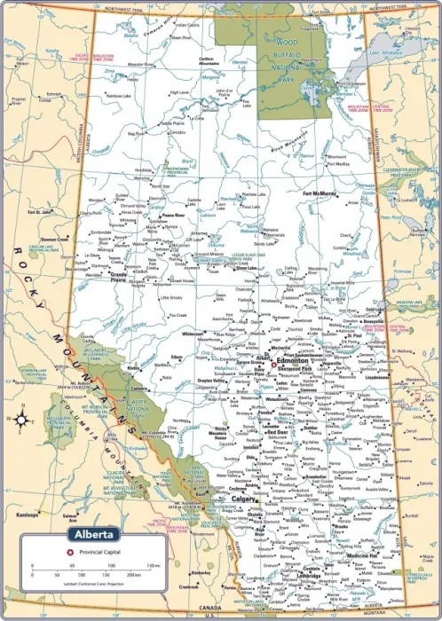 Impresión enmarcada : Mapa Provincial de Alberta Impresión enmarcada : Mapa Provincial de Alberta