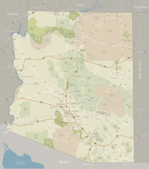Impresión enmarcada : Mapa de Arizona Impresión enmarcada : Mapa de Arizona