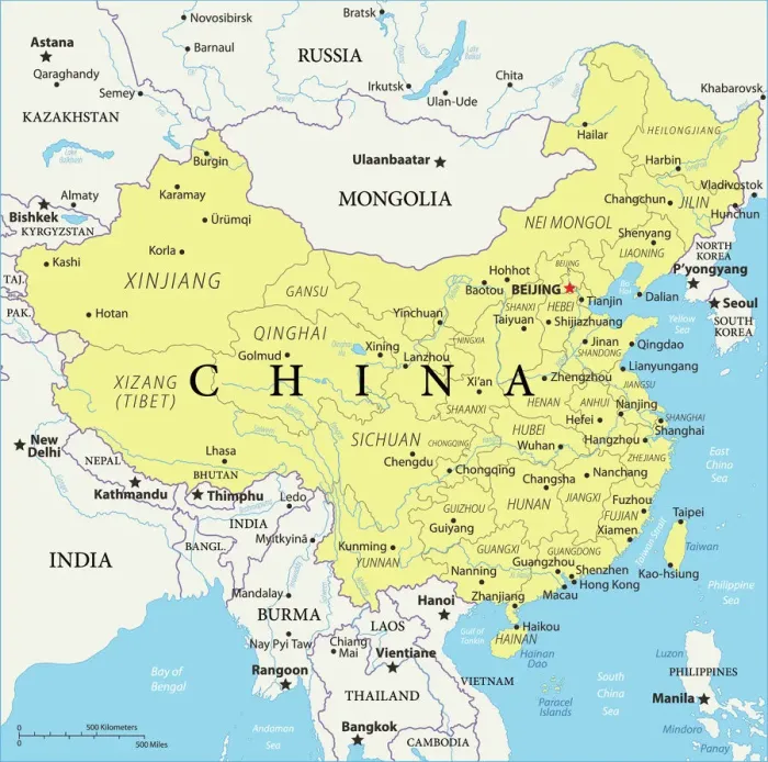 Impresión enmarcada : Mapa de Referencia de China. Impresión enmarcada : Mapa de Referencia de China.