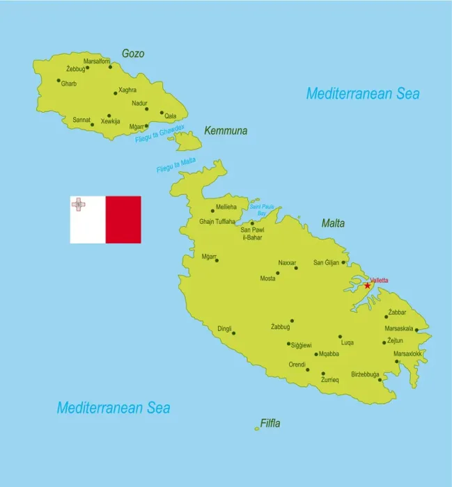 Impresión enmarcada : Mapa de Referencia de Malta
