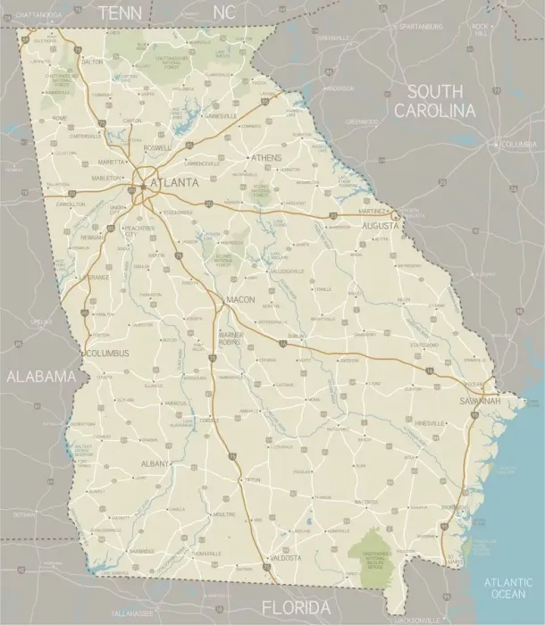 Impresión enmarcada : Mapa de Georgia Impresión enmarcada : Mapa de Georgia