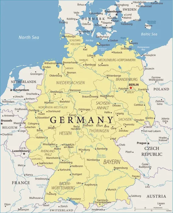 Impresión enmarcada : Mapa de Alemania - Vector.