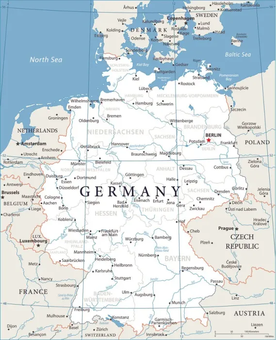Impresión enmarcada : Mapa de Alemania - Vector.