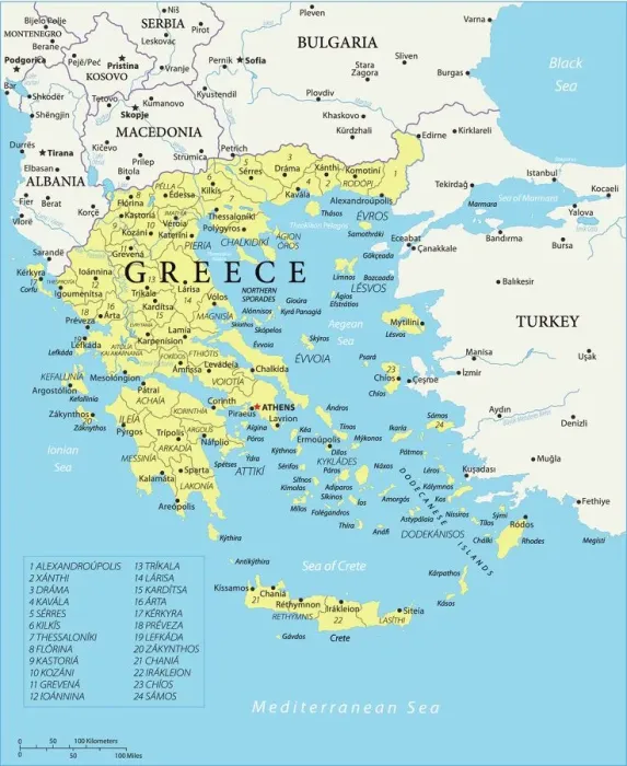 Impresión enmarcada : Mapa de Grecia - Vector. Impresión enmarcada : Mapa de Grecia - Vector.