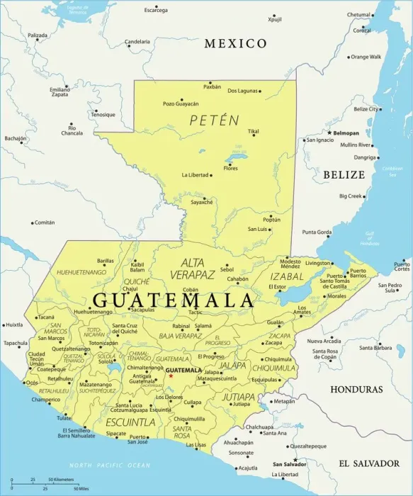 Impresión enmarcada : Mapa de Guatemala - Vector. Impresión enmarcada : Mapa de Guatemala - Vector.