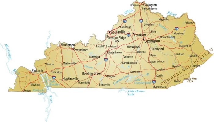 Impresión enmarcada : Mapa de Kentucky