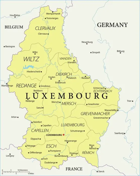 Impresión enmarcada : Mapa de Luxemburgo - Vector. Impresión enmarcada : Mapa de Luxemburgo - Vector.