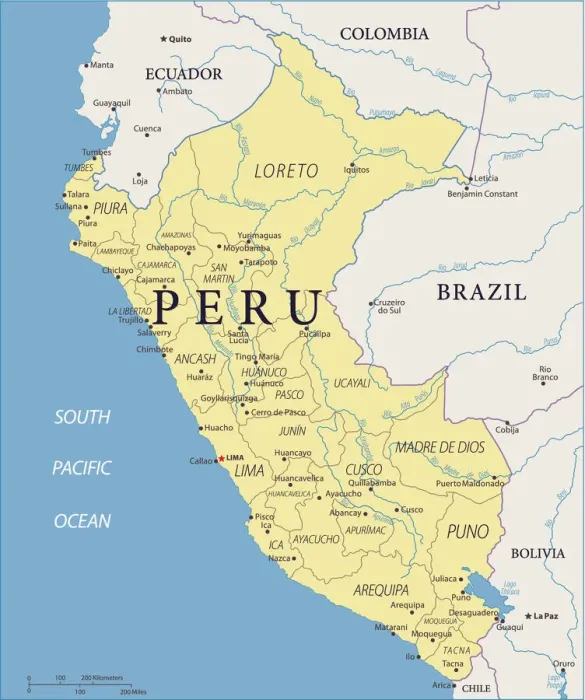 Impresión enmarcada : Mapa de Perú - Vector.