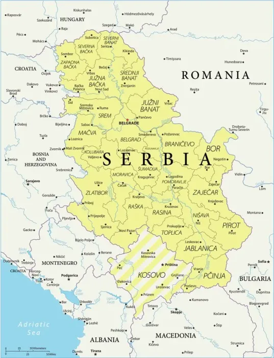 Impresión enmarcada : Mapa de Serbia - Vector