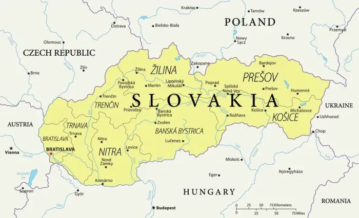 Impresión enmarcada : Mapa de Eslovaquia - Vector.