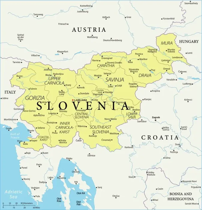 Impresión enmarcada : Mapa de Eslovenia - Vector
