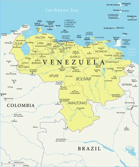 Impresión enmarcada : Mapa de Venezuela - Vector.