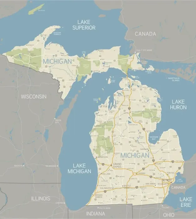 Impresión enmarcada : Mapa de Michigan