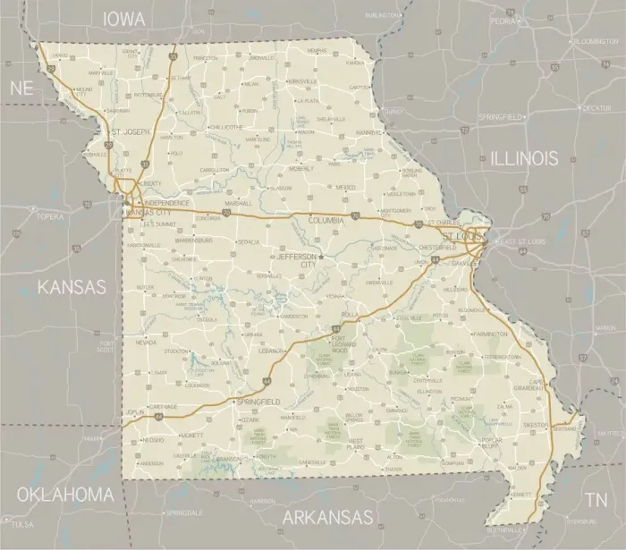 Impresión enmarcada : Mapa de Missouri