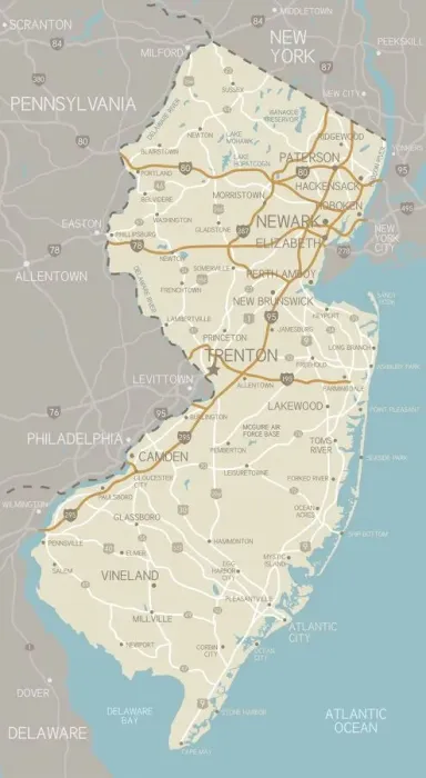 Impresión enmarcada : Mapa de Nueva Jersey