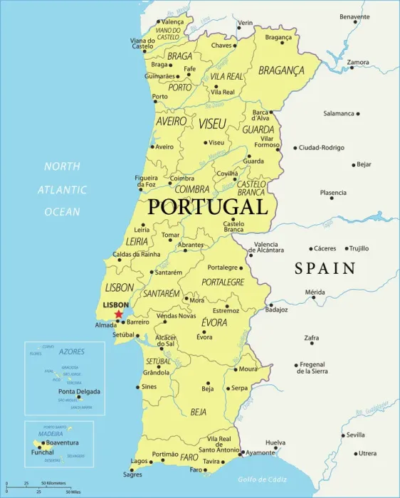Impresión enmarcada : Mapas de Referencia de Portugal Impresión enmarcada : Mapas de Referencia de Portugal