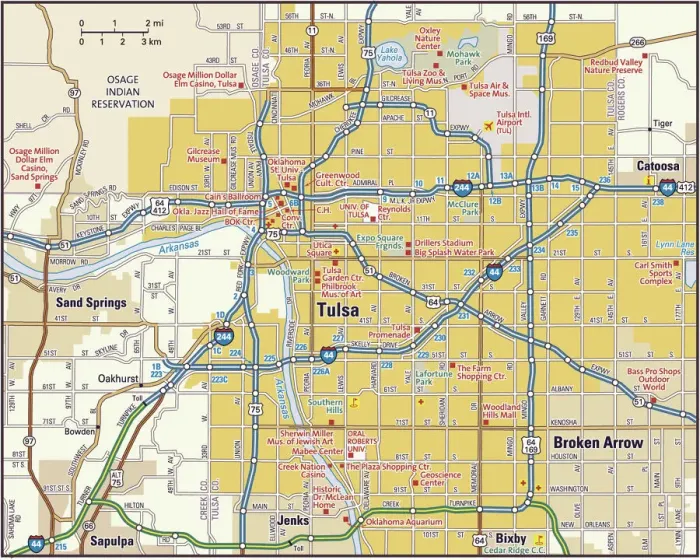 Impresión enmarcada : Mapa del área de Tulsa. Impresión enmarcada : Mapa del área de Tulsa.