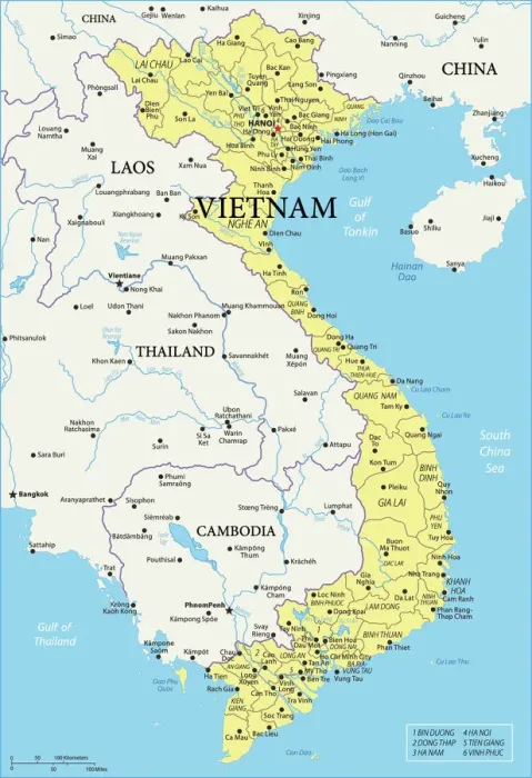 Impresión enmarcada : Mapa de Referencia de Vietnam