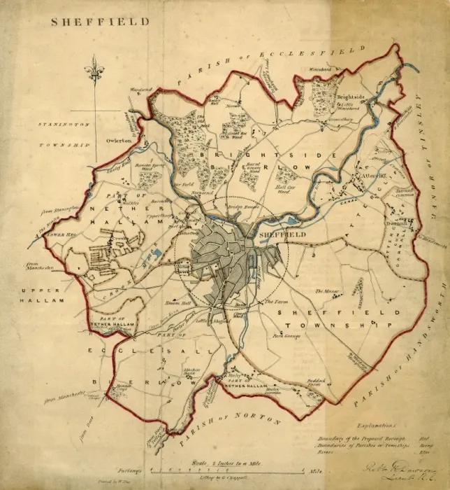 Impresión enmarcada : Mapa de Sheffield.