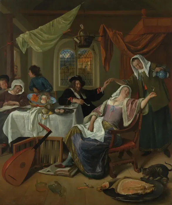 Impresión enmarcada : La Casa Disolvente, ca. 1663-64. Creador: Jan Steen Impresión enmarcada : La Casa Disolvente, ca. 1663-64. Creador: Jan Steen