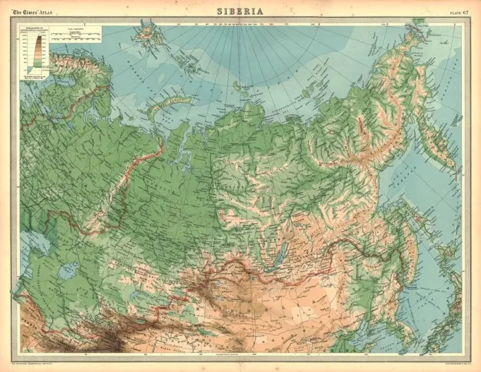 Impresión enmarcada : Mapa de Siberia Impresión enmarcada : Mapa de Siberia