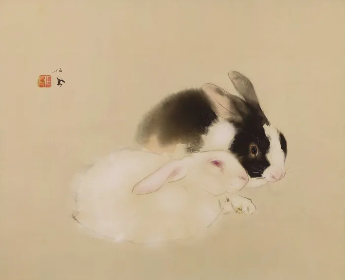 Impresión enmarcada : Conejos, c1939. Creador: Takeuchi, Seiho (1864-1942). Impresión enmarcada : Conejos, c1939. Creador: Takeuchi, Seiho (1864-1942).