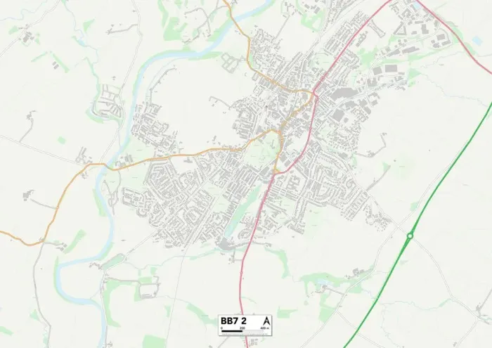 Impresión enmarcada : Valle de Ribble BB7 2 Mapa