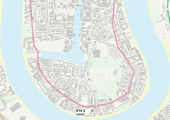 Impresión enmarcada : Tower Hamlets E14 3 Map
