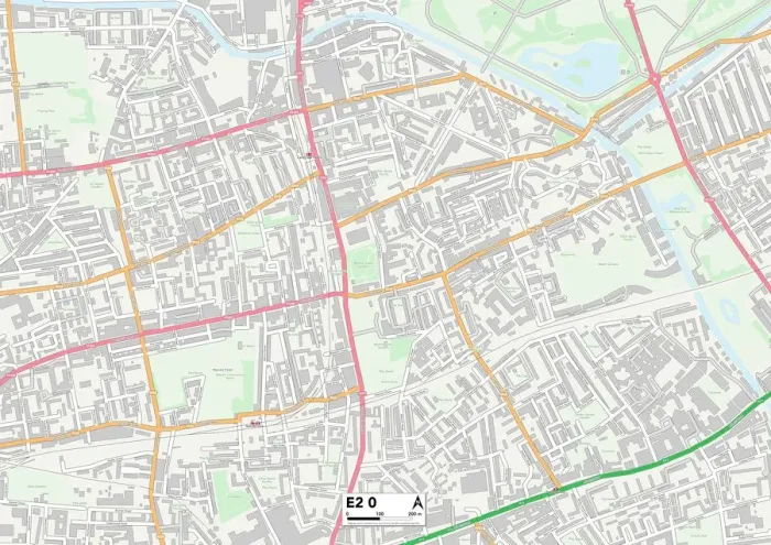 Impresión enmarcada : Tower Hamlets E2 0 Map