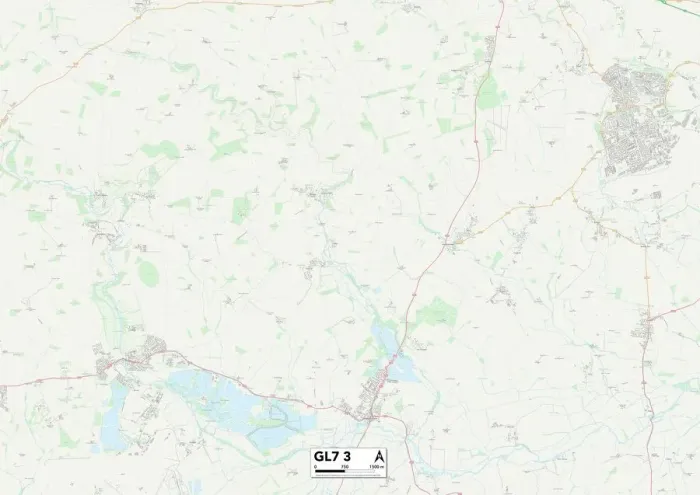Impresión enmarcada : Cotswold GL7 3 Map