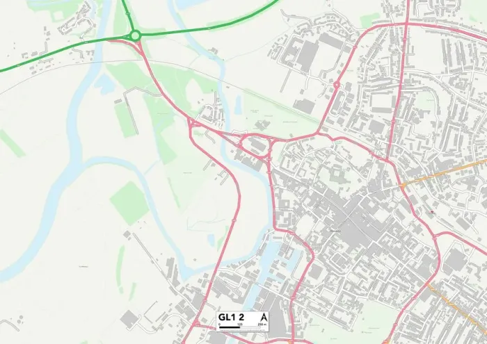 Impresión enmarcada : Gloucester GL1 2 Map