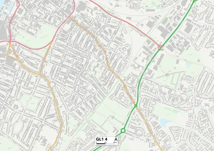 Impresión enmarcada : Gloucester GL1 4 Map