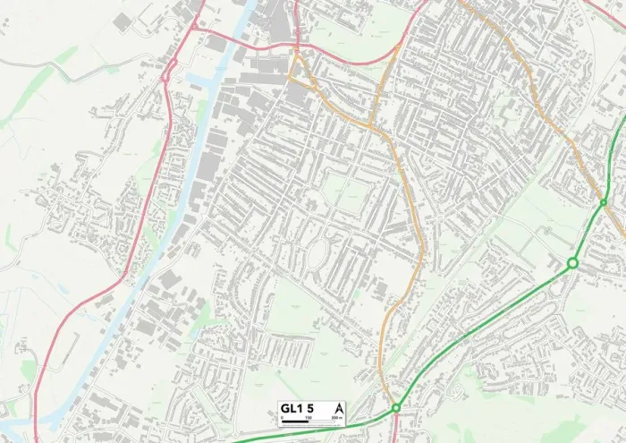 Impresión enmarcada : Gloucester GL1 5 Map