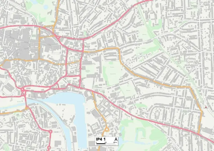 Impresión enmarcada : Ipswich IP4 1 Map Impresión enmarcada : Ipswich IP4 1 Map