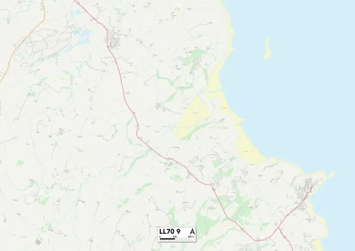 Impresión enmarcada : Isle of Anglesey LL70 9 Map