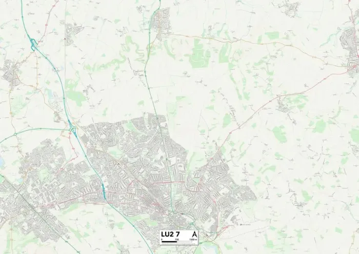 Impresión enmarcada : Luton LU2 7 Map