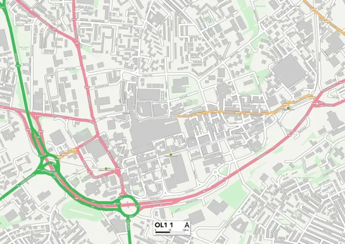 Impresión enmarcada : Oldham OL1 1 Map